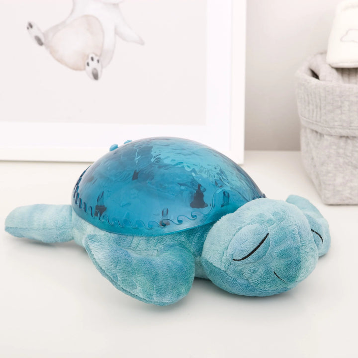 Cloud B Tranquil Turtle Rechargeable Projector Nightlight with White Noise Soothing Sounds - Aqua Blue