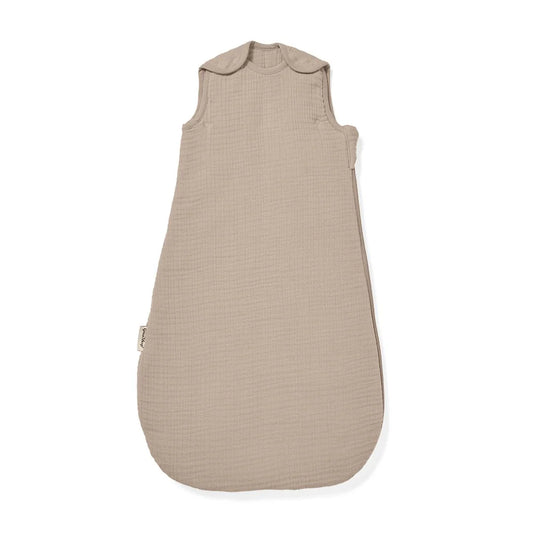 The Little Green Sheep Organic Muslin Baby Sleeping Bag in Truffle - 2.5 Tog