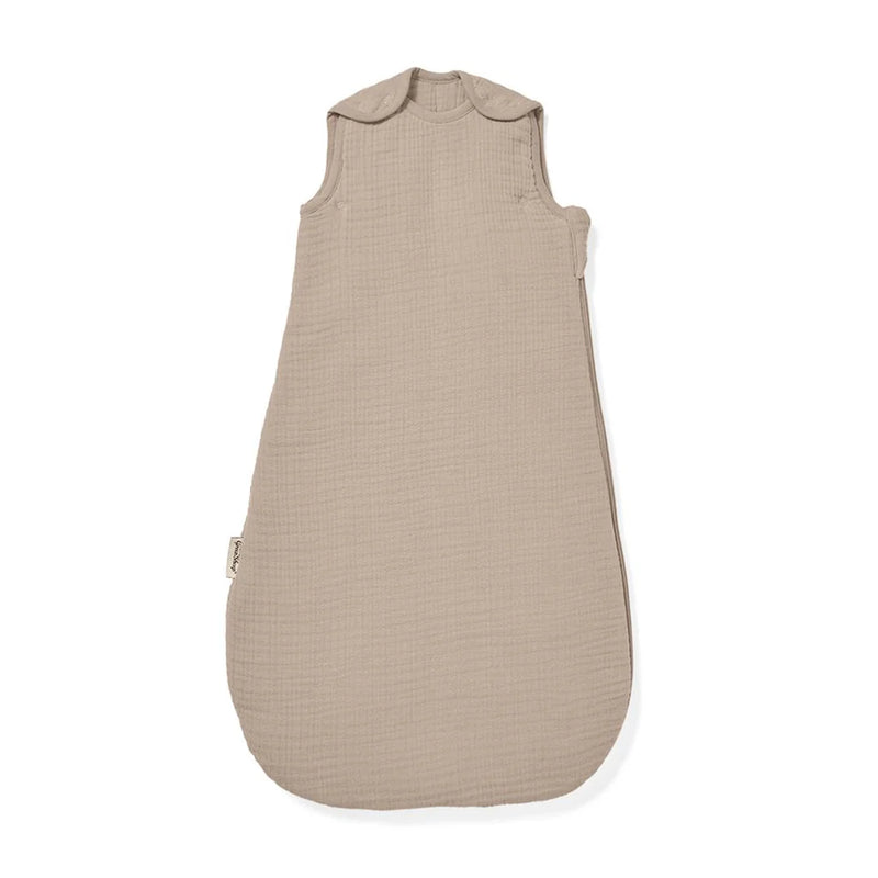 The Little Green Sheep Organic Muslin Baby Sleeping Bag in Truffle - 2.5 Tog
