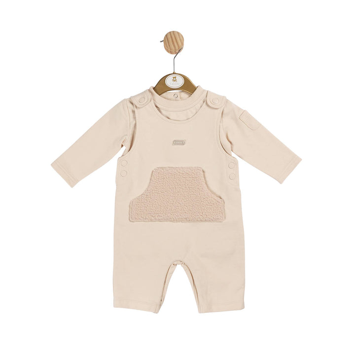 Beige Teddy Fur Top and Dungaree - Borg Fur