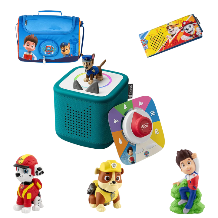 Tonies Paw Patrol Ultimate Bundle – Toniebox 2 + Jungle Pup Figures + Tonieplay Controller + Listen & Play Bag + Sleeve + Tonieplay: Adventure Bay Rescue Heroes