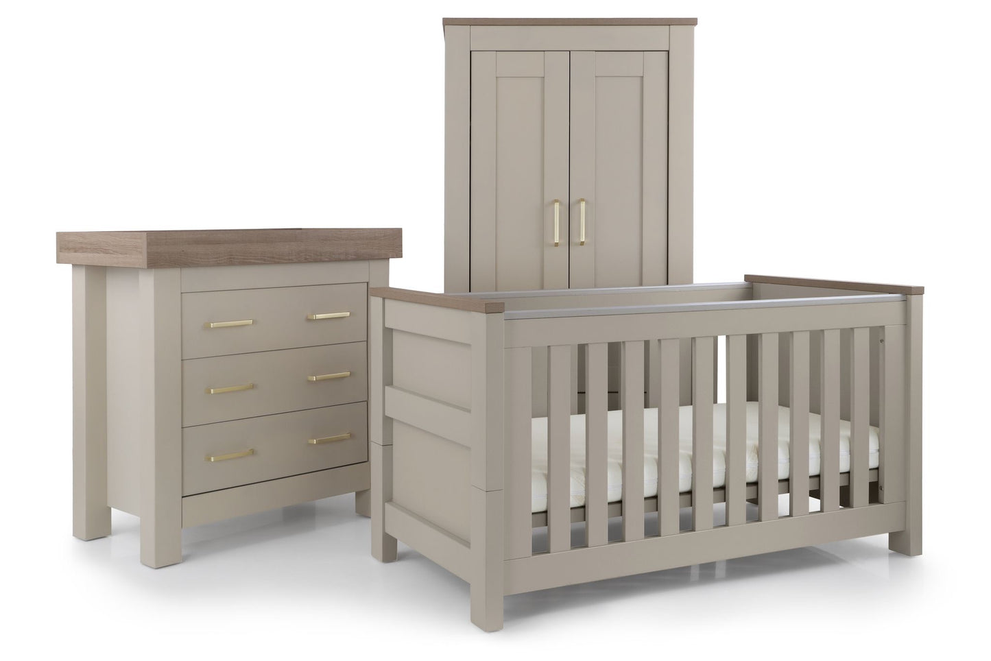 BabyStyle Charnwood Collection Bordeaux 3 Piece Nursery Furniture Set - Oatmeal
