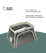 Babymoov 3in1 Moov & Comfy Travel Cot - Sage