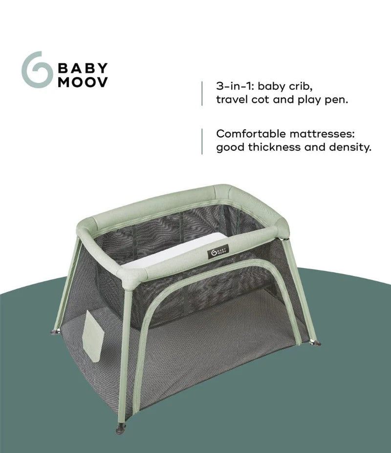 Babymoov 3in1 Moov & Comfy Travel Cot - Sage