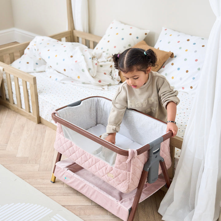 Tutti Bambini CoZee Luxe Mini Me Crib - Walnut & Blush