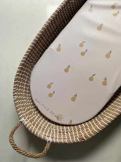 Ralphie Bear Changing Basket Mat Liner - Pears