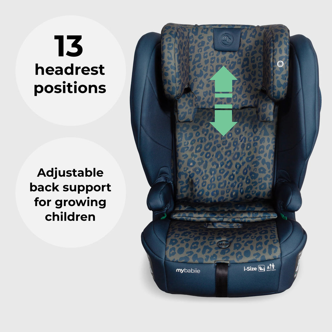 My Babiie MBCS80 Foldable Toddler to Booster R129 Car Seat with Isofix - Navy Leopard