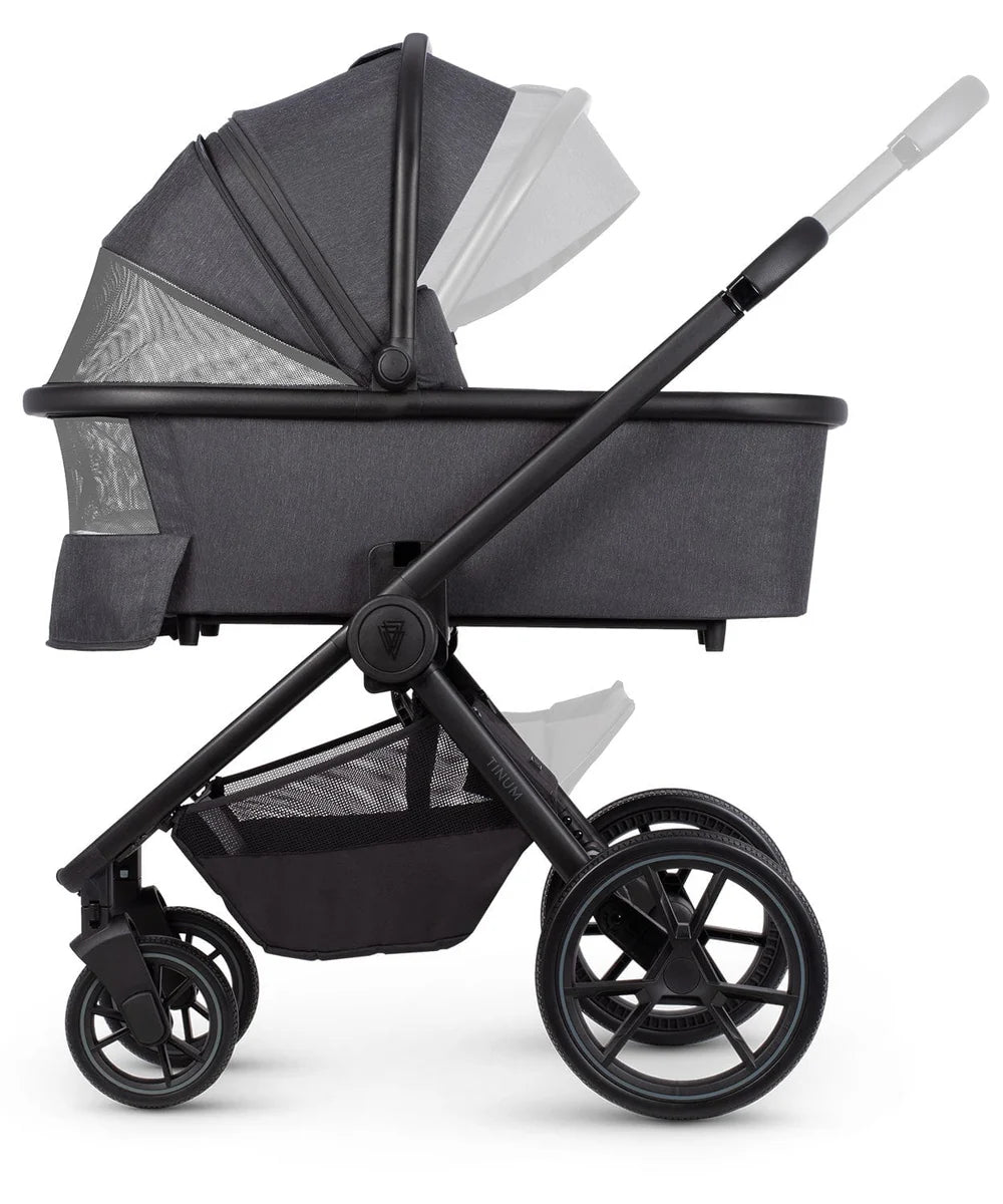 Venicci Tinum Edge, Cabriofix Isize + Isofix Base, Oyster Wiggle Crib + Kinderkraft Lumi2 Swing Bundle - Charcoal Dark Grey