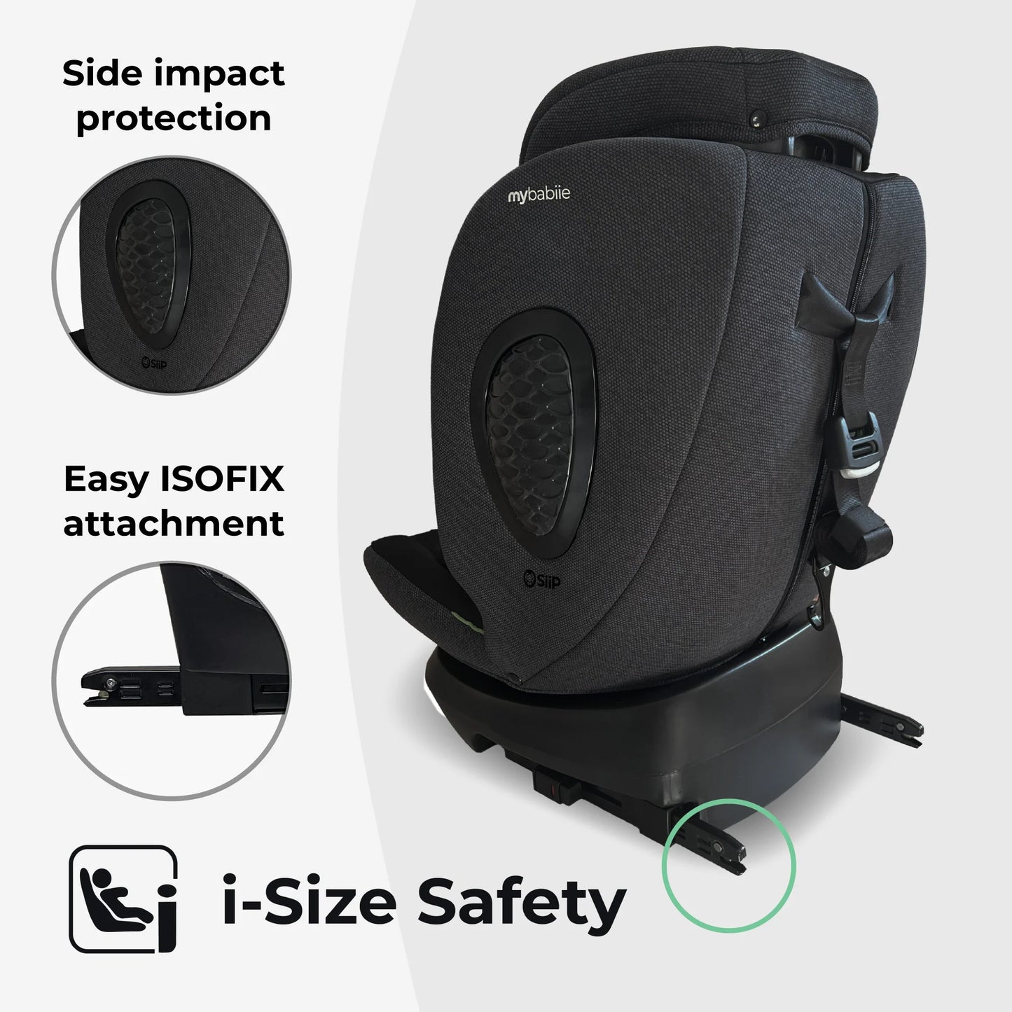 My Babiie MBCS200 Spin R129 Car Seat with Top Tether - Black