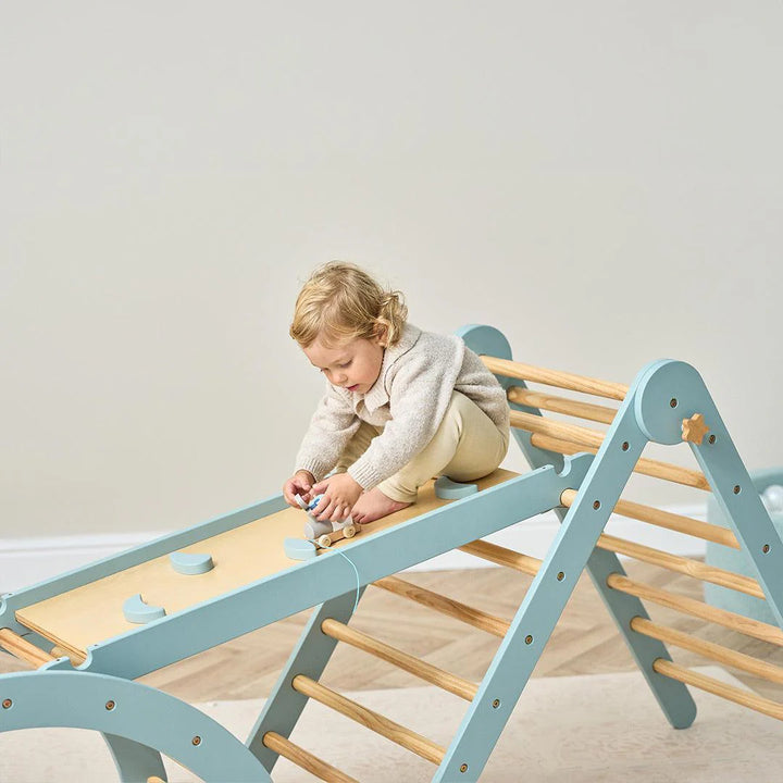 Tutti Bambini Scala Montessori 3 In 1 Pikler Climbing Frame With Climbing Wall - Ocean Stone