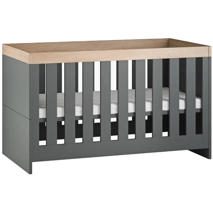 Little Acorns Burlington Cotbed - Anthracite Grey/Oak