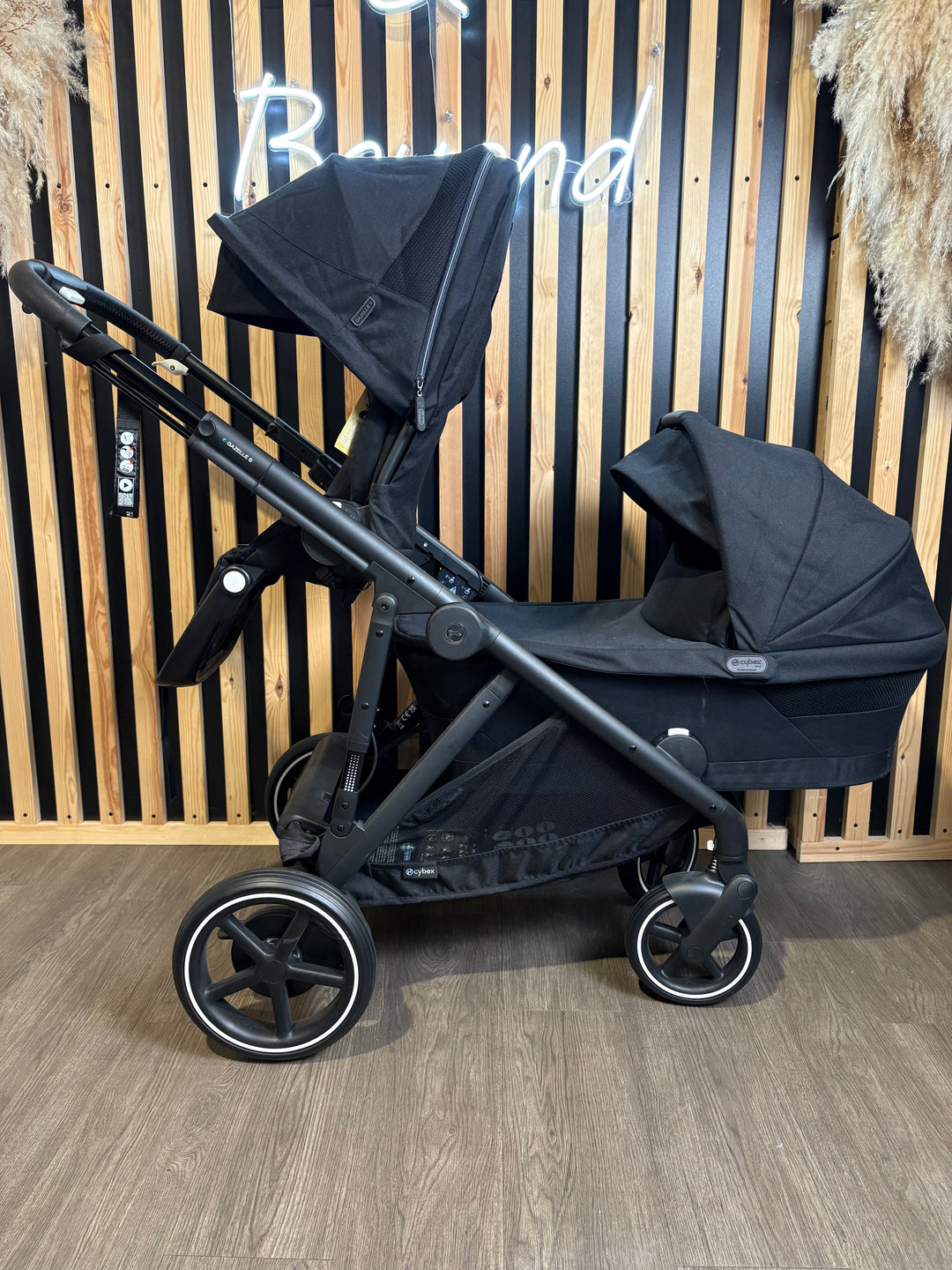 EX DISPLAY Cybex e-Gazelle Double Pushchair - Moon Black