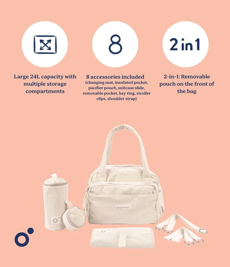 Doomoo Corduroy Soft Changing Bag - Beige