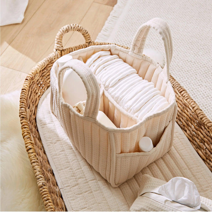 CuddleCo Nappy Caddy Set - Cashmere Waffle