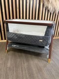 PRE LOVED Tutti Bambini CoZee Luxe Bedside Crib W/Sheet - Walnut & Slate