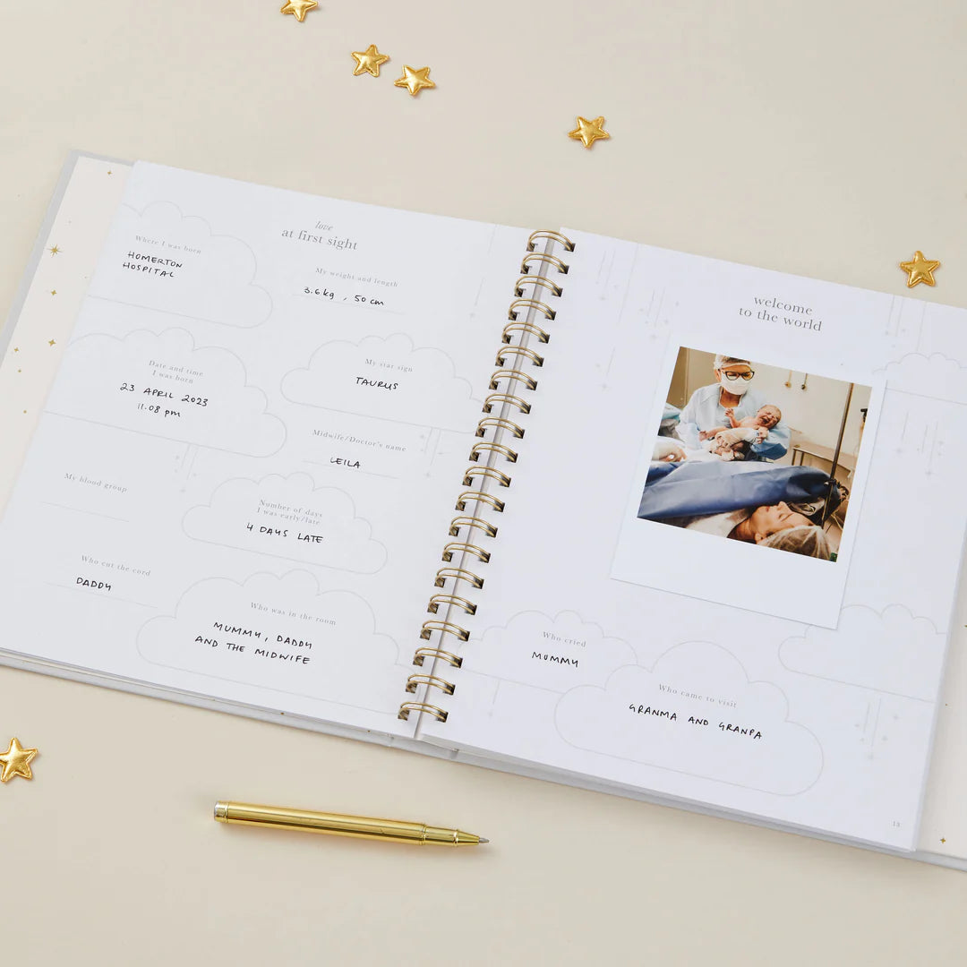 Blush & Gold My Baby Book - Baby Record Book - Misty Grey