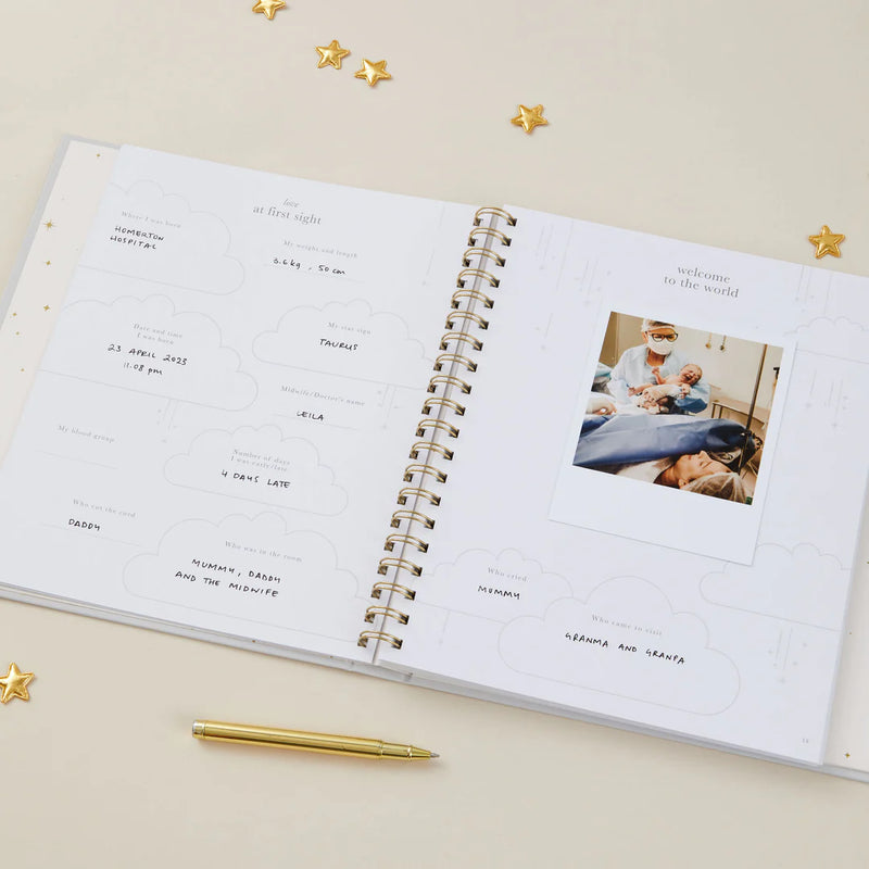 Blush & Gold My Baby Book - Baby Record Book - Misty Grey