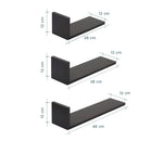 Tutti Bambini Rio Set of Three L-Shaped Wall Shelves - Slate Grey