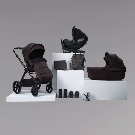 Bababing Raffi MKII 12pc 4in1 Travel System Bundle Inc 360 Car Seat + Isofix Base - Kofe