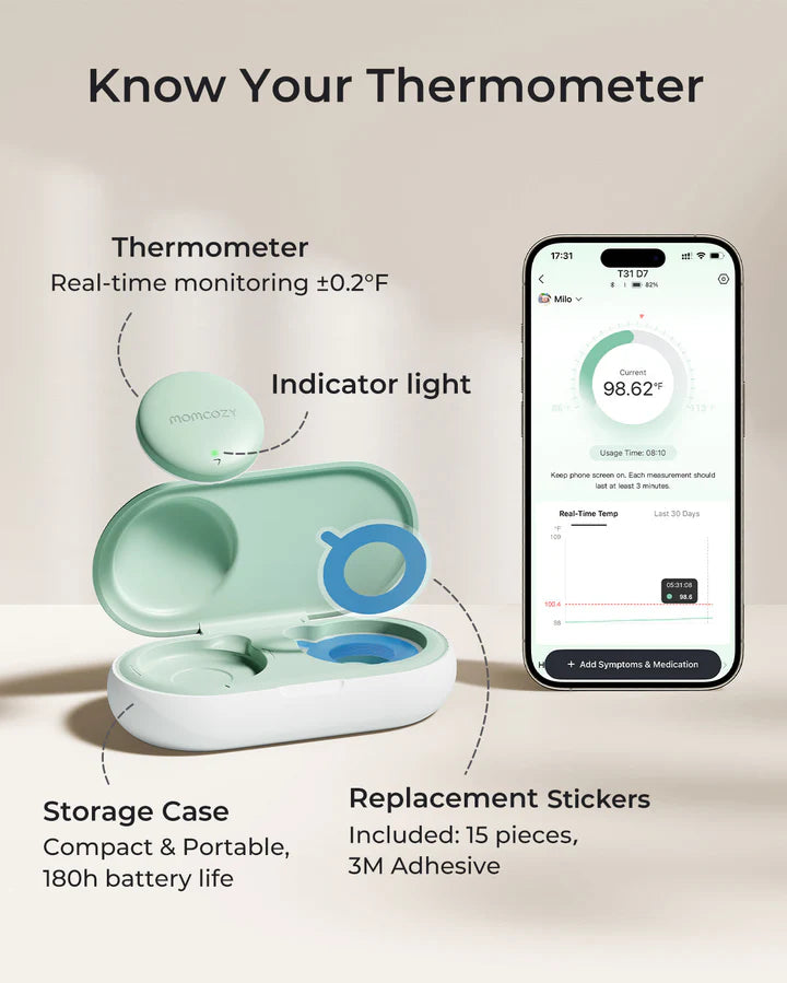 Momcozy Smart Medical-Grade Wearable Baby Thermometer