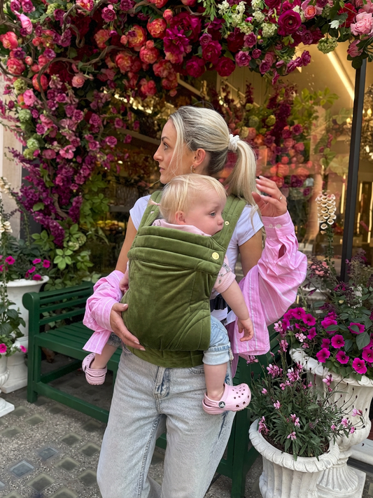 Bizzi Growin Velvet Baby Carrier - Cedar Green