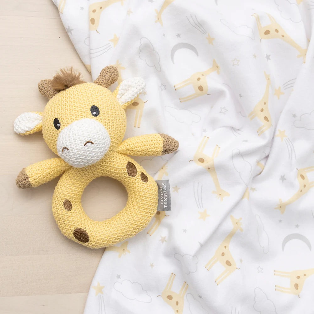 Living Textiles Knitted Rattle - Noah Giraffe