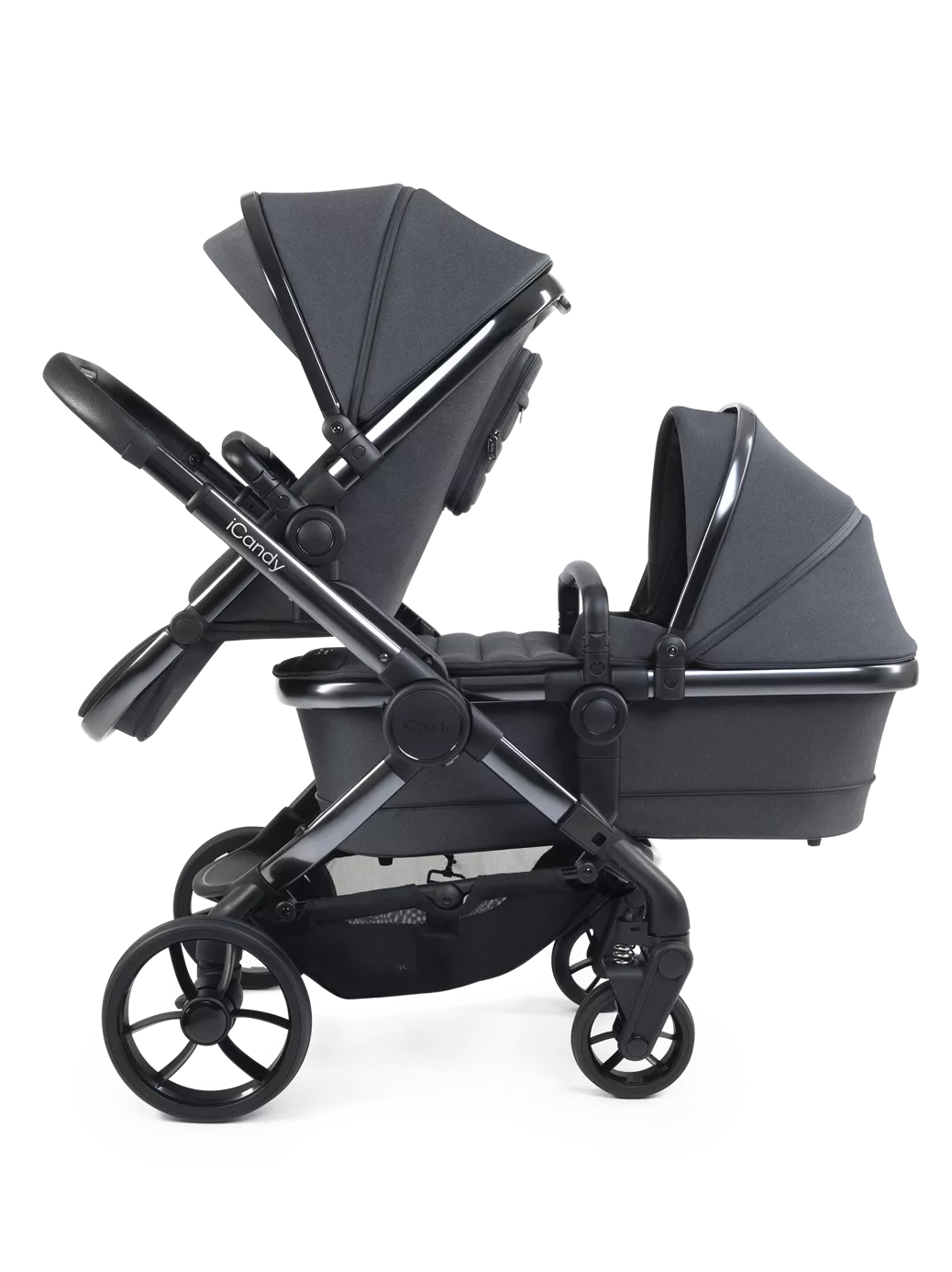 iCandy Peach 7 Double Pushchair Bundle - Phantom/Dark Grey