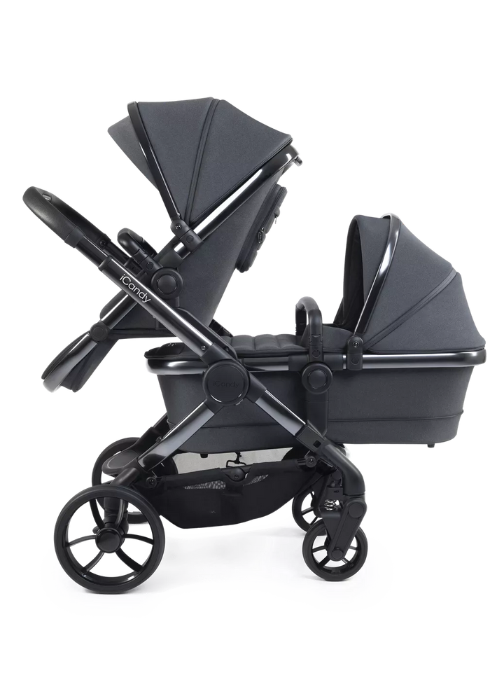 iCandy Peach 7 Double Pushchair Bundle - Phantom/Dark Grey