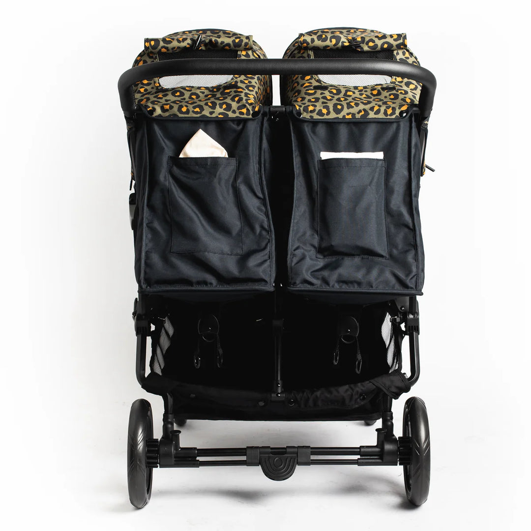 Roma Gemini Double Pushchair - Khaki Leopard