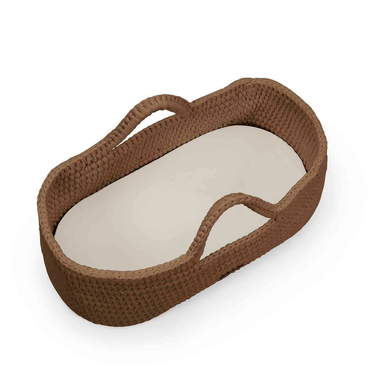 Ickle Bubba Nova Crochet Moses Basket + Pine Stand - Mocha
