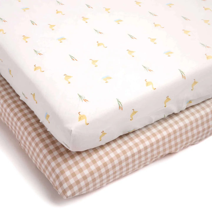Clair De Lune 2 Pack Fitted Little Duckling Cot Bed Sheets - 140 x 70 cm