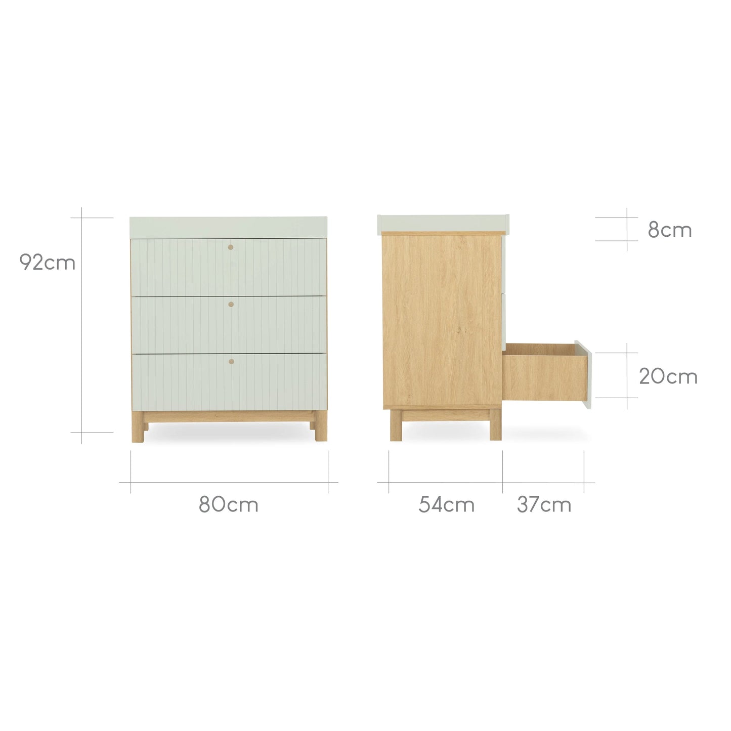 EX DISPLAY CuddleCo Remi 3 Piece Nursery Furniture Set - Oak & Green (LOCAL DELIVERY OR COLLECTION)