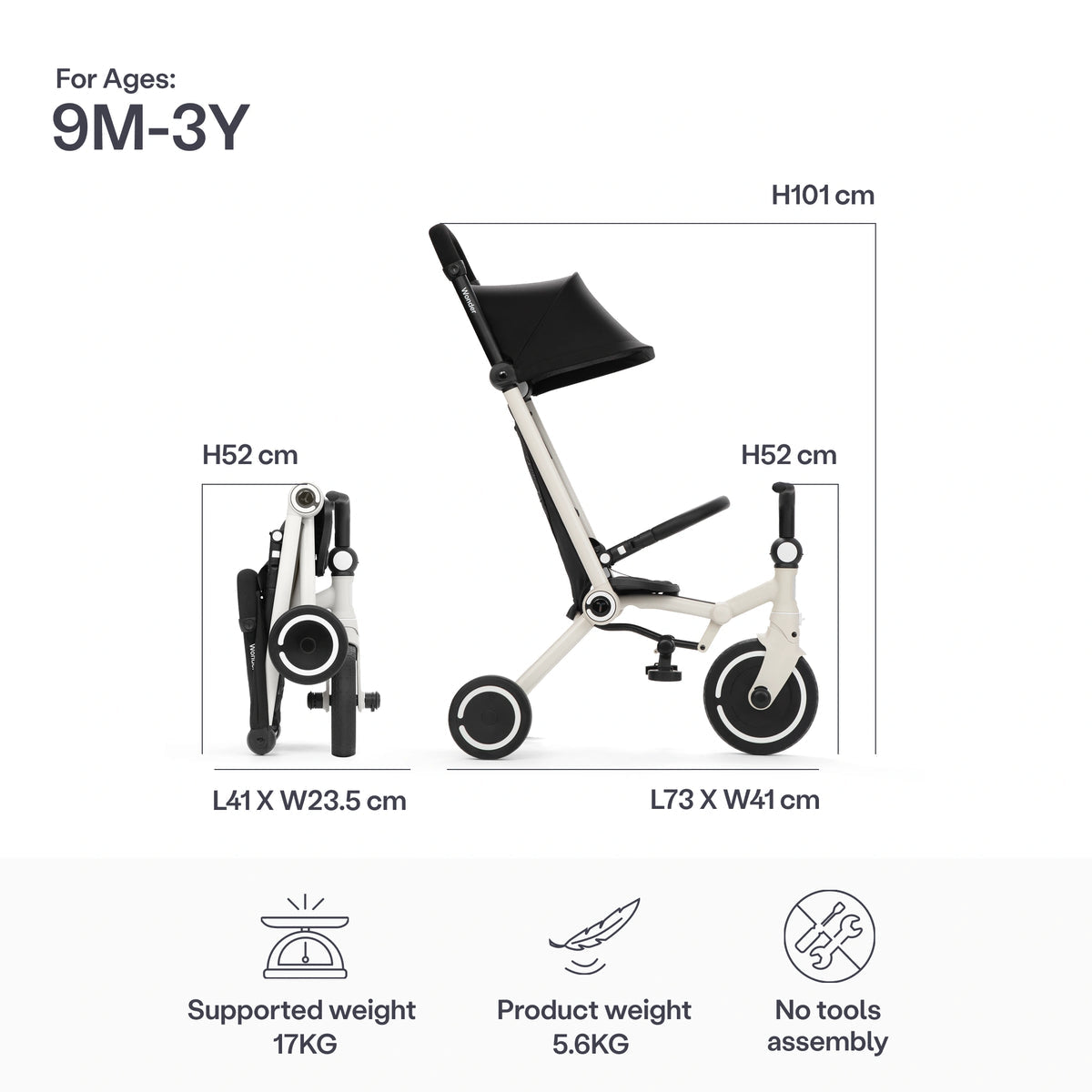 smarTrike Wonder Stroller Trike - Moonlight