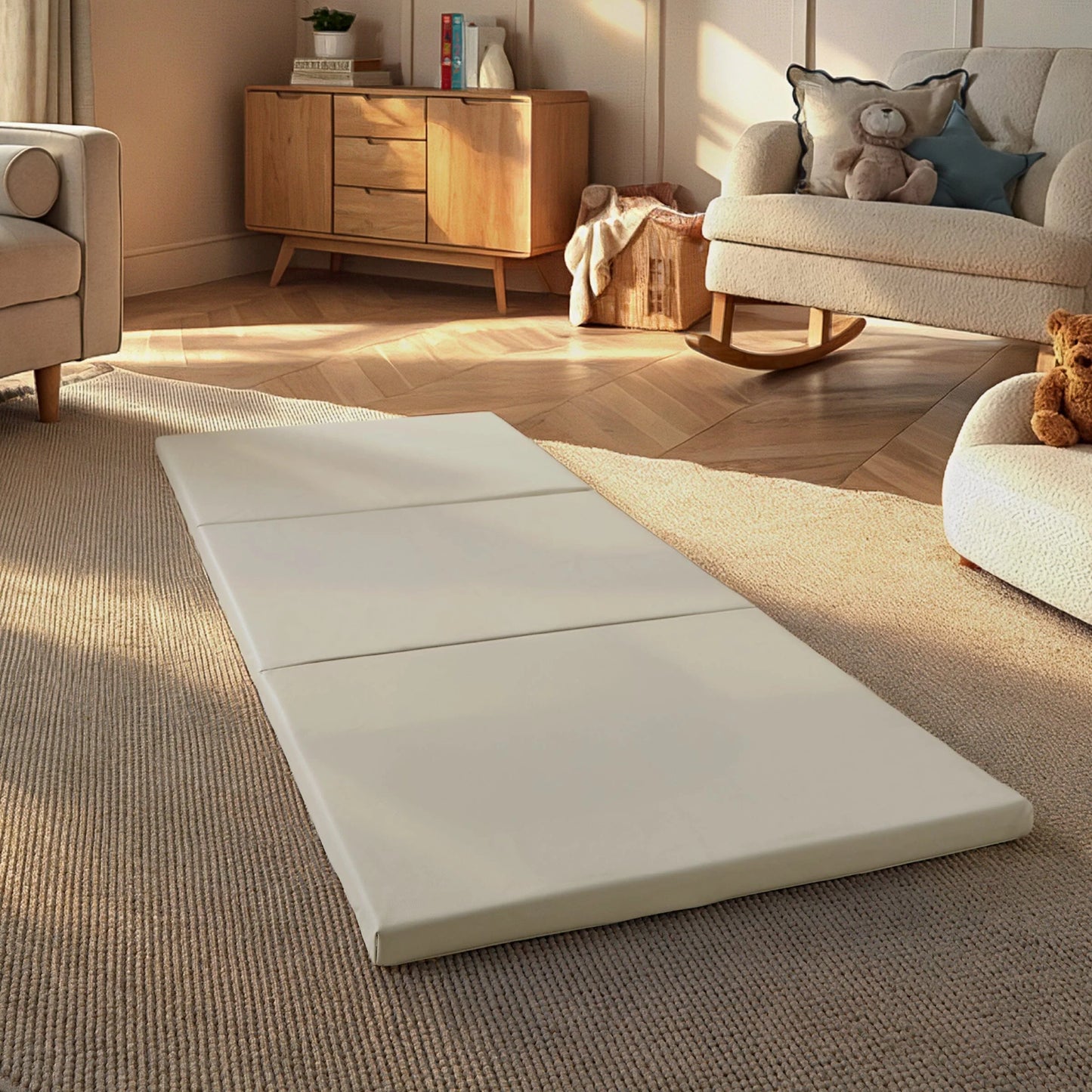 CuddleCo Soft Play 3-Fold Tumble Mat - Pebble