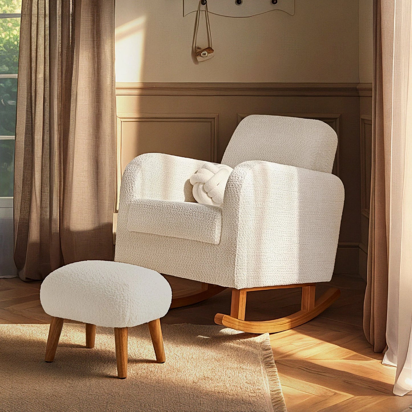 CuddleCo Etta Nursing Chair & Foot stool - Boucle Off White
