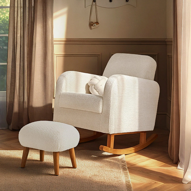 CuddleCo Etta Nursing Chair & Foot stool - Boucle Off White