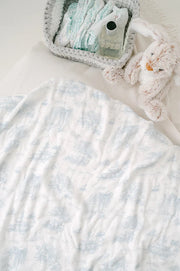 The Gilded Bird Spring Toile Blue Bamboo Baby Blanket