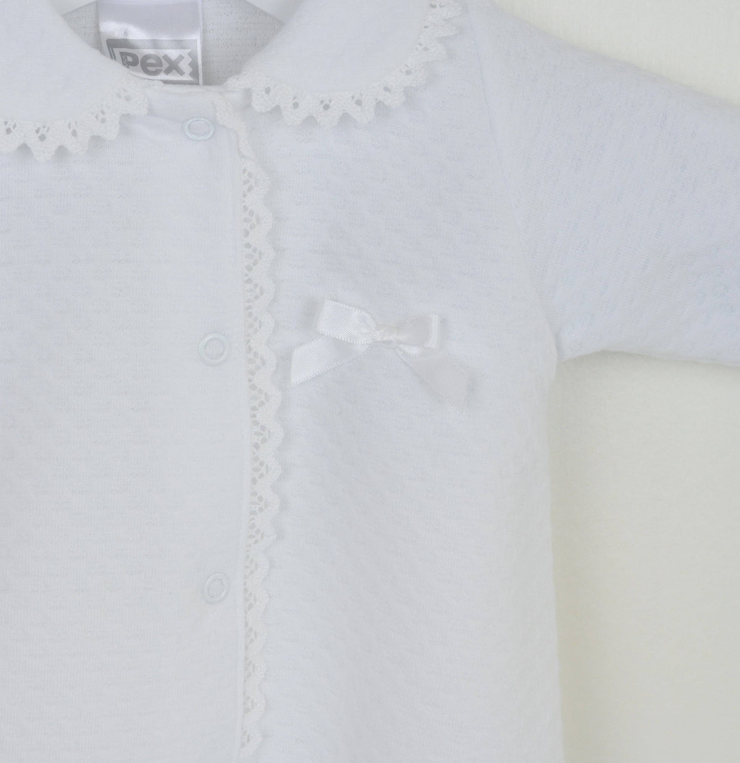 Pex Abigail Sleepsuit - White: Newborn