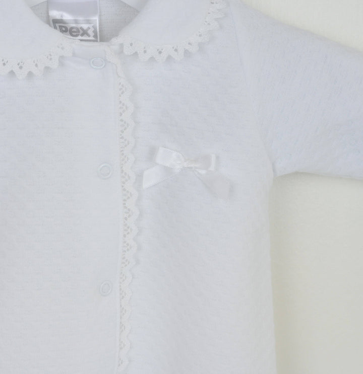 Pex Abigail Sleepsuit - White: Newborn