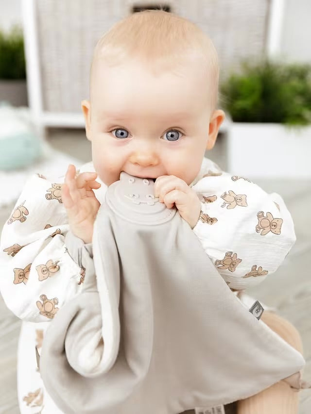 Cheeky Chompers Comfortchew Baby Comforter With Teether - Stone