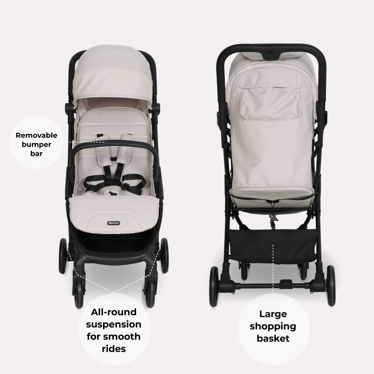 My Babiie MBX2 Compact Stroller - Oatmeal