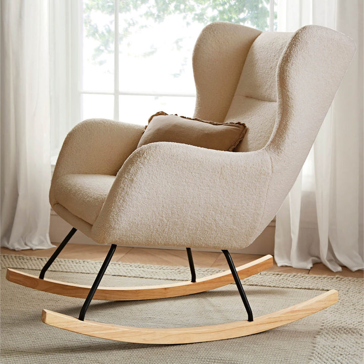 CuddleCo Marley Nursing Chair and Footstool - Teddy Light Beige