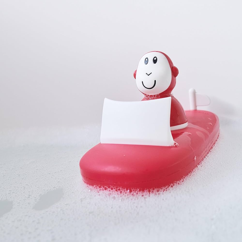 Matchstick Monkey Bathtime Boat Set - Red