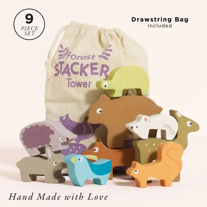 Le Toy Van Woodland Stacking Forest Animals & Bag