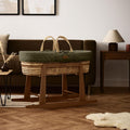 The Little Green Sheep Organic Dimple Quilted Moses Basket, Mattress & Walnut Rocking Stand - Juniper