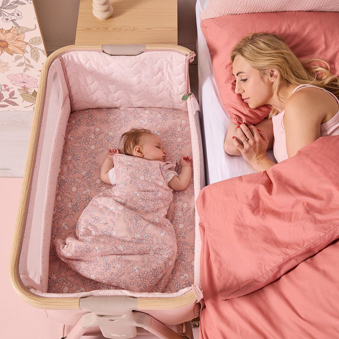 Tutti Bambini Cozee Air 2 Bedside Crib - Drifted Oak/Blush