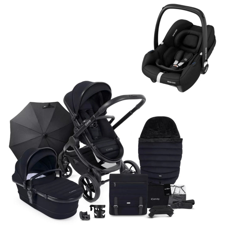 iCandy Peach 7 Maxi Cosi Cabriofix i-Size Travel System Bundle - Jet / Black Edition