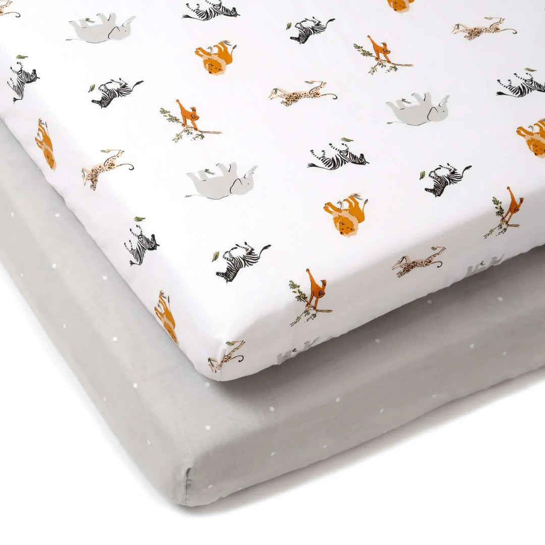 Clair De Lune 2 Pack Fitted Jungle Dream Cot Bed Sheets - 140 x 70 cm