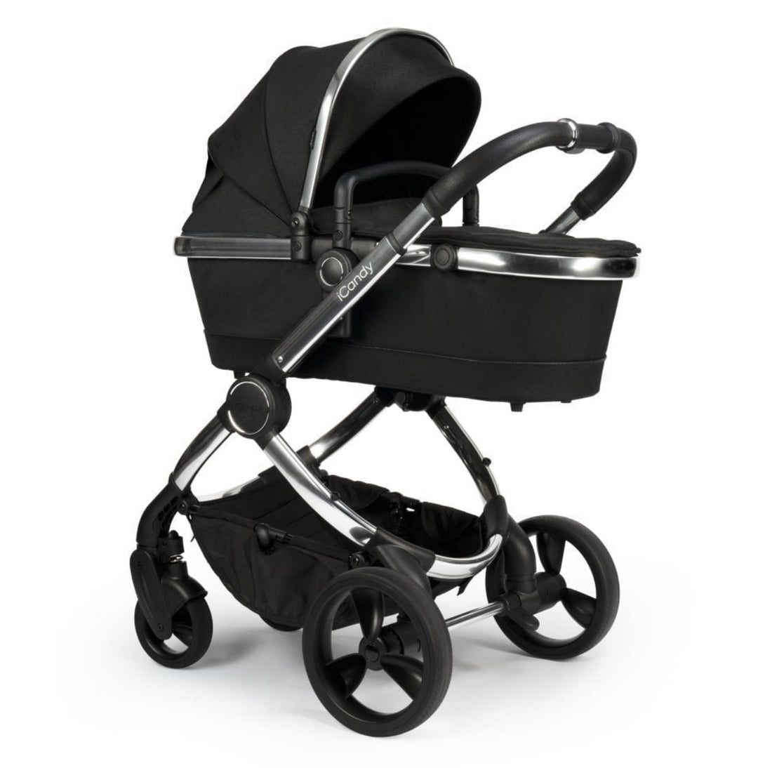 iCandy Peach 6 Complete Pushchair & Carrycot Bundle - Chrome/Black Twill