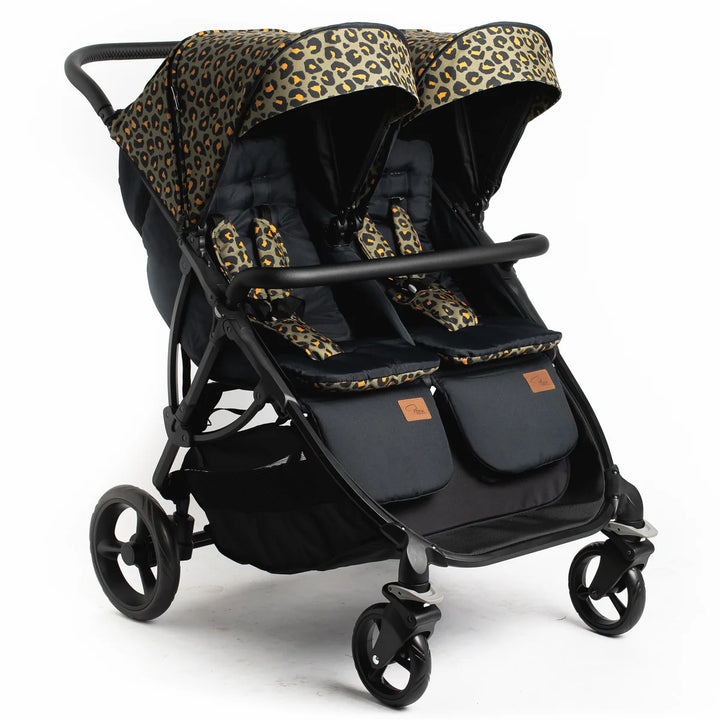 Roma Gemini Double Pushchair - Khaki Leopard